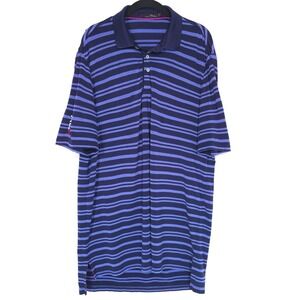 RALPH LAUREN RLX Men's LARGE Polo Shirt Striped Navy Purple Golf Casual‎